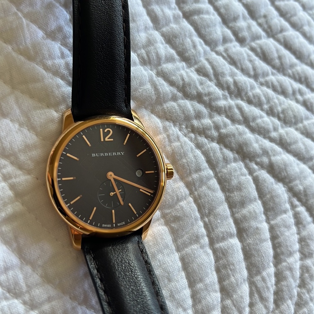 Brown Leather and gold Burberry Watch